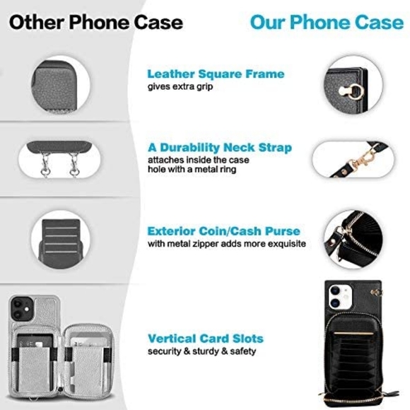 LAST ONE! iPhone 12 2020 iPhone 12 Pro Crossbody Wallet Phone Case with Strap - Picture 3 of 6